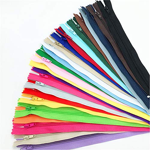 100 Pcs 9 Inch Nylon Coil Zippers Bulk for Tailor Sewing Crafts (20 Colors)