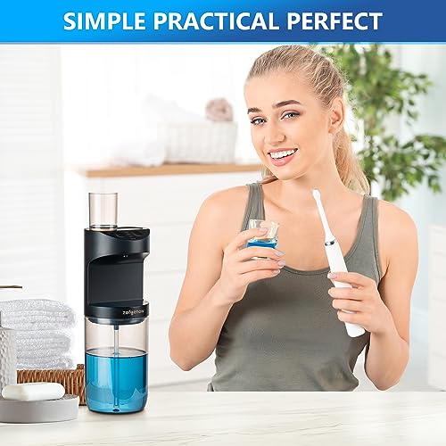 Image of ZOFGENOW Automatic Mouthwash Dispenser for Bathroom,Bathroom Accessories 19.4 Fl Oz Dispensers with Magnetic Cups,Wall Mounted Dispenser,Suitable for All Age Groups,Black