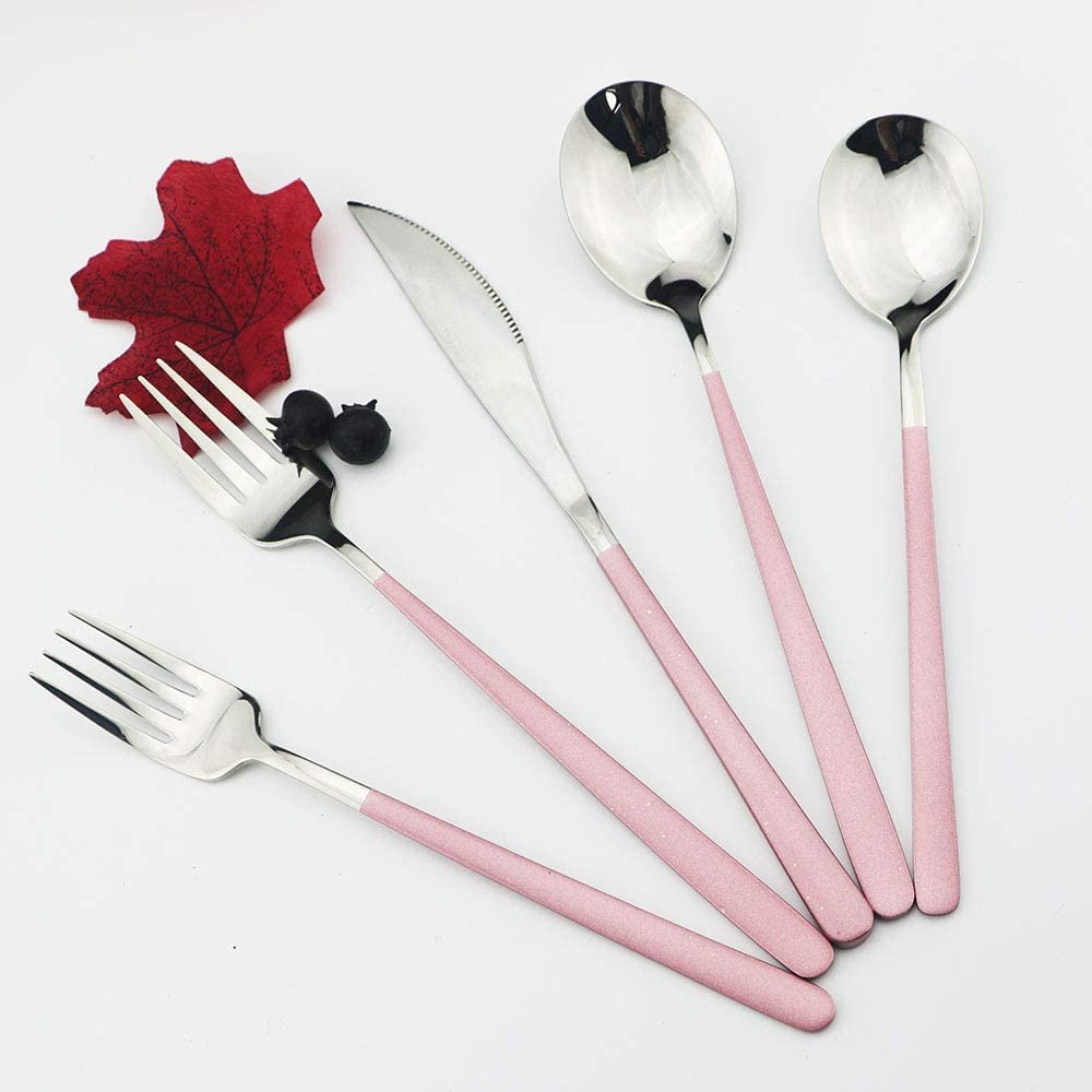 Spatlus Dinner Knives Set Stainless Steel Shiny Mirror Dinner Knife, Butter Knife Spreader Table Knives Stainless Steel Butter Spreader Knife (Pink, Set of 15) 3