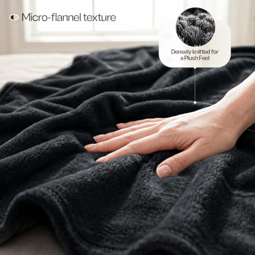 Image of Utopia Bedding Fleece Blanket Queen Size Black Lightweight Fuzzy Soft Anti-Static Microfiber Bed Blanket (90x90 Inches)