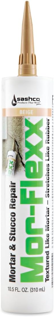 Mor-Flexx Textured Caulk, Beige, 10.5 oz (Pack of 1) | Sandy textured acrylic matches brick and masonry surfaces, stretches 250 percent, and cleans up easily with water
