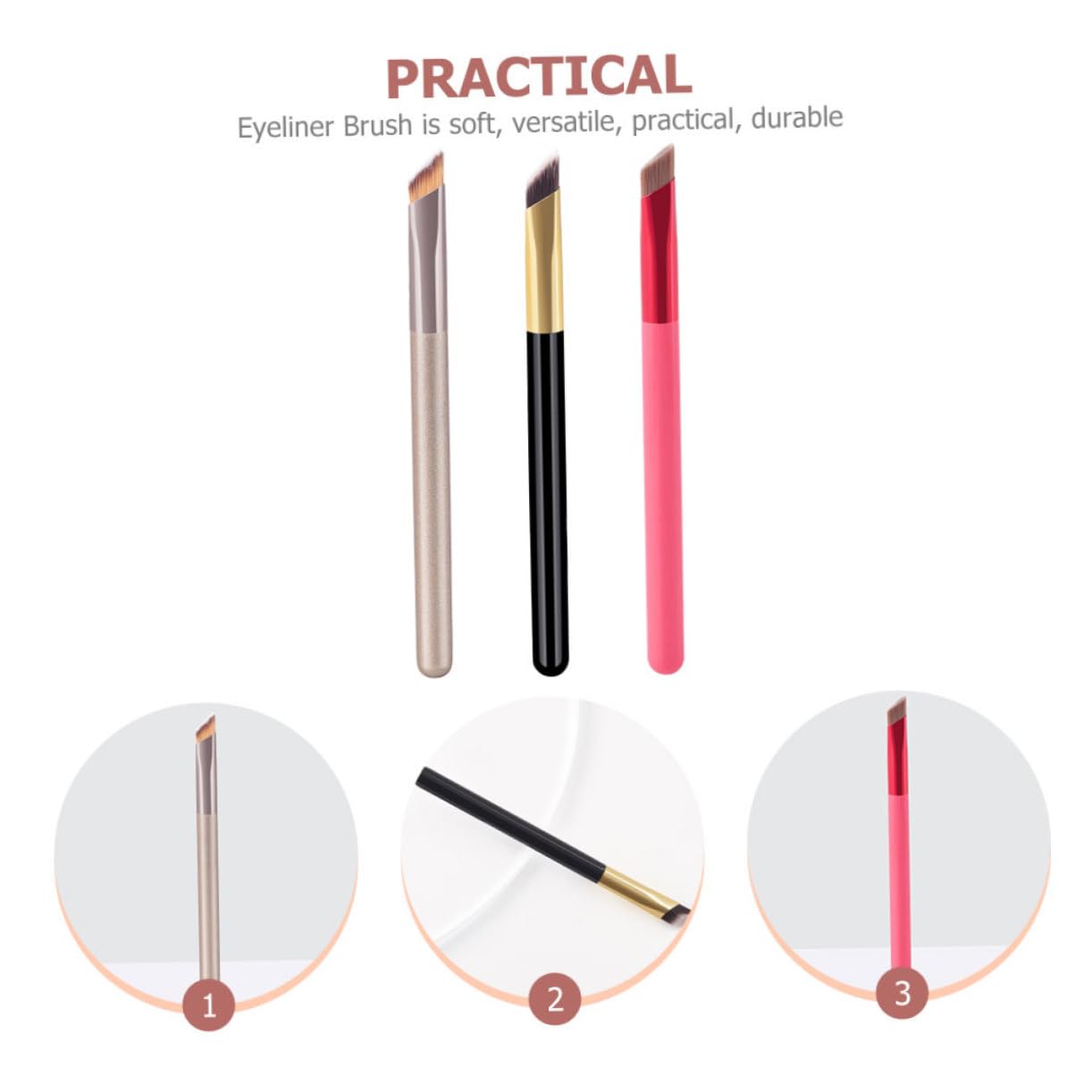 FRCOLOR 5 Set Di Pennelli Per Il Trucco Set Di Pennelli Per Sopracciglia Angolati Blush Eye Brush Strumenti Per Il Trucco Per Ragazze Sottili 3 Pezzi * 5
