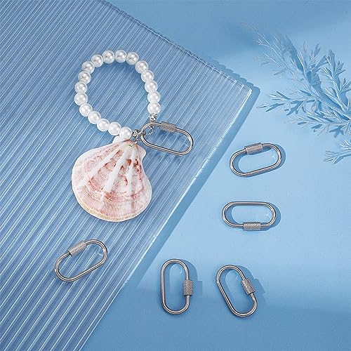 Unicraftale STAS-UN0045-32-US12 6Pcs 26Mm 304 Stainless Steel Screw Carabiner Lock Oval Key Clasps Metal Lock Clasps Keychain Hook Connector thumb #1