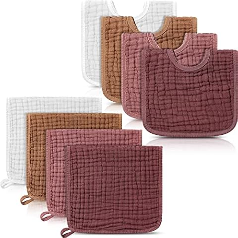 Tallew 8 Pack Baby Burp Cloths and Bibs Cover