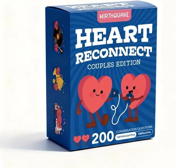 Heart Reconnect Couples Edition Card Game 200 Conversation Starter Questions (100 Thoughtful & 100 Playful) for Couples Date Night Relationships Fun & Meaningful Connection valentines