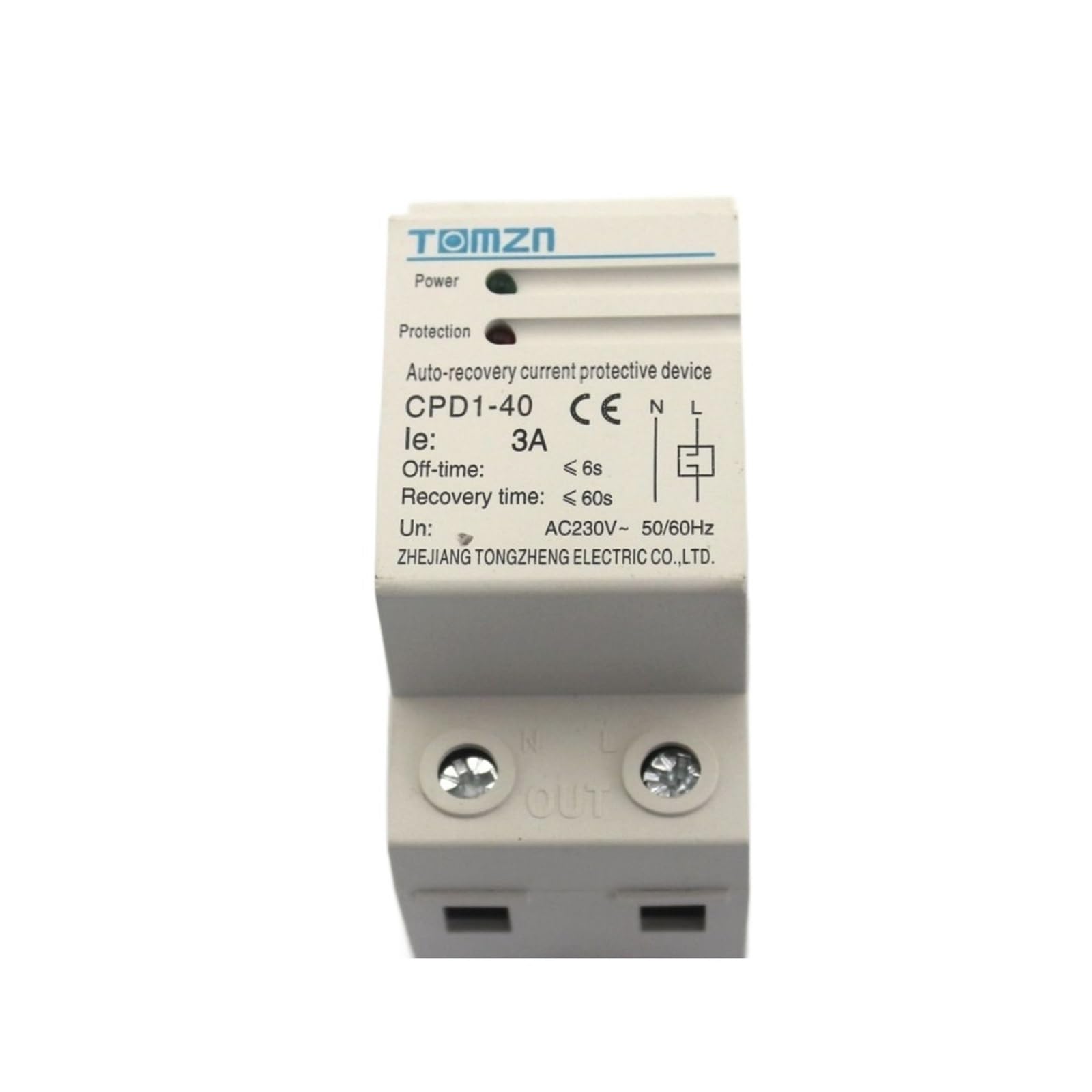 Dispositif de protection sur rail DIN 3A CPD-63 limitation de courant domestique