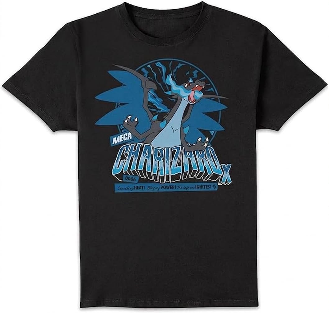 Zavvi Unisex Black Pokémon Mega Charizard X T-Shirt - 4XL