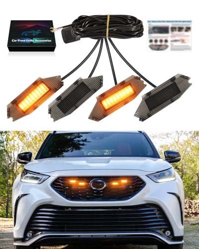 LED Grill Lights for Toyota Highlander XSE 2024-2020 Accessories Raptor Lights OEM Grille Warning Lamp,4pcs (Yellow)