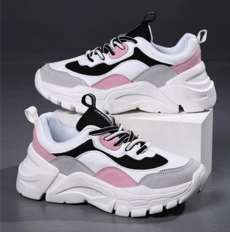 Image of Women Chunky Sneakers Lightweight Lace-Up Sports Shoes Breathable Mesh Running Walking Shoes - NID43975