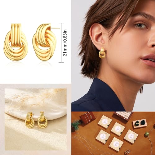 4 Pairs Gold Hoop Earrings Set for Women - 14k Plated Huggie Dangle Stack - Trendy Multiple Piercing Hypoallergenic Stud CZ Ear Cuff - Non Tarnish Jewelry2