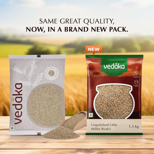 Amazon Brand - Vedaka Unpolished Little Millet | 1.5 Kg | Kutki/Samai/Same/Samulu/Chama