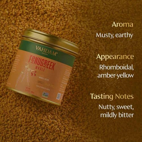 Image of VAHDAM, Fenugreek Whole Seeds (3.38oz /100g) 100% Raw, Gluten Free Fenugreek Whole Foods | Methi Seeds for Cooking | Direct from Source