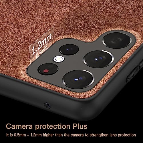 Image of Kapa Tux Back Case for Samsung Galaxy S23 Ultra | Slim Leather Shockproof Camera Protection Back Cover (Brown)