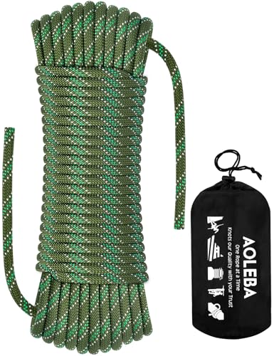 AOLEBA 8.5mm Static Climbing Rope, Outdoor Rock Climbing Ropes, Heavy Duty Rappelling Rope for Fire Rescue, Escape, 10M(32Ft) 20M(64Ft) 30M(96Ft) Ice Climbing Equipment & Parachute Accessories
