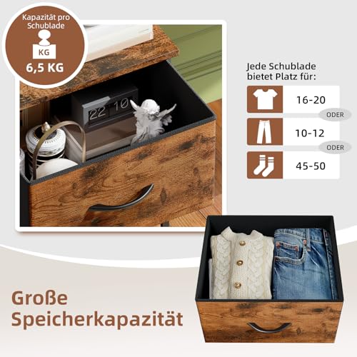 Somdot Kommode mit Stoffschubladen, Schlafzimmer, 5 Schubladen, Braun – Ansicht 5
