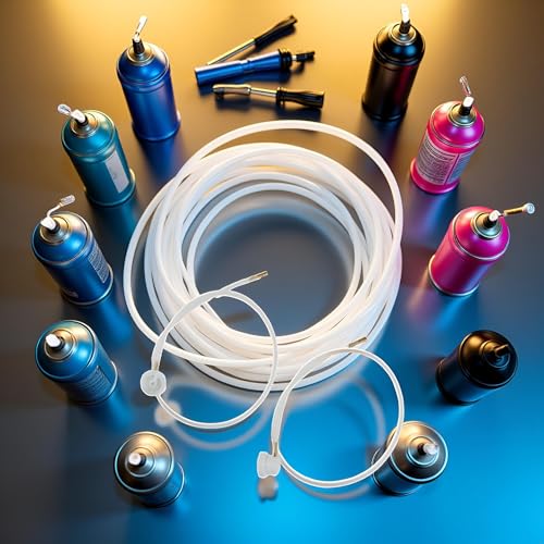 Image of 2 Pcs 2XAerosol Nozzle w / 19.69in, 360 Degrees Extension Hose for Male Stem Spray Cans Fluid Auto Car Nozzle Film 4.5mm