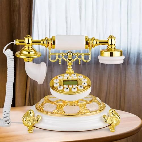 Teléfono vintage de disco estilo antiguo dorado miniatura 4