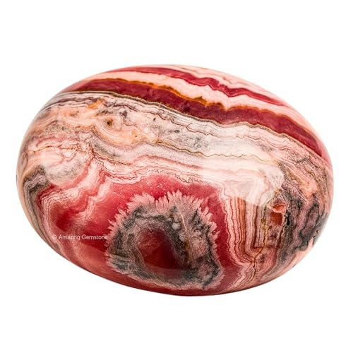 Image of Amazing Gemstone Rhodochrosite Crystals and Healing Stones - Large Palm Stone Crystals Piedra - Crystal for Good Luck,Balanced Positive Energy,Meditation - Unique Stocking Stuffers and Birthday Gift