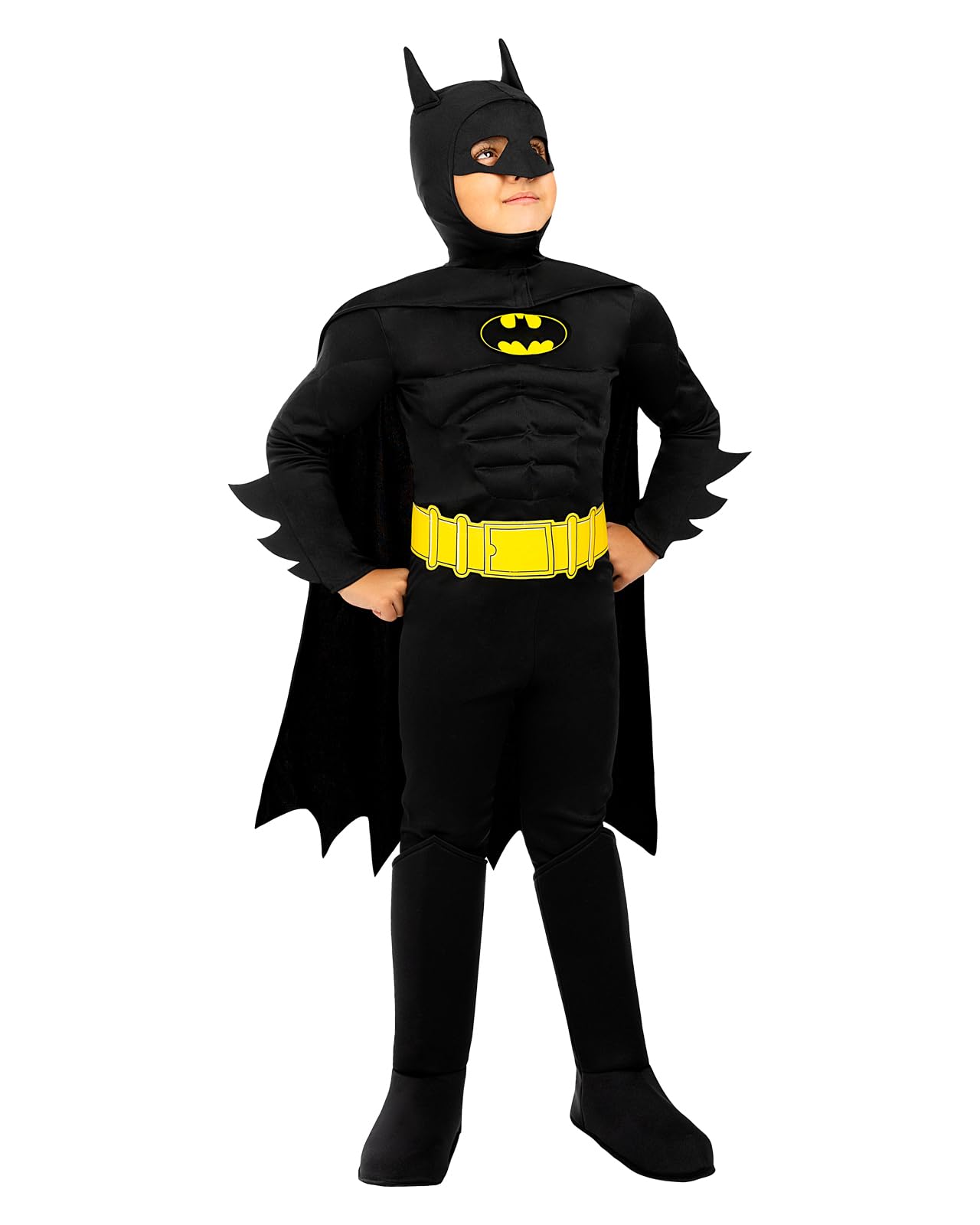 Funidelia Offizielles Batman Kostüm für Kinder, Overall, Gürtel, Umhang mit Maske und Stiefelüberzüge, Superhelden - Outfit für Kinder für Partys, Karneval und Halloween