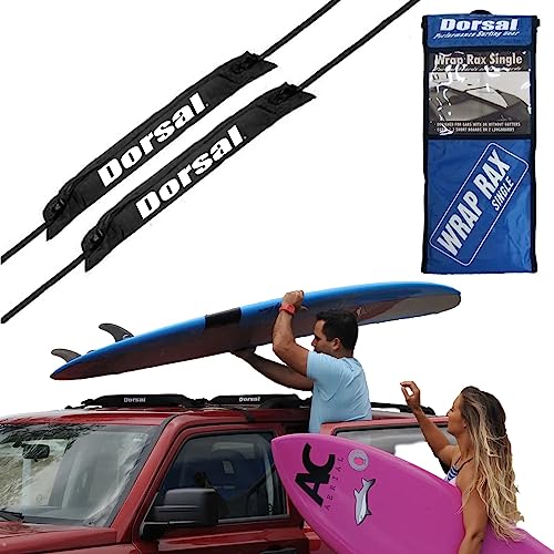 DORSAL Universal Soft Racks with Car Roof Pads Tie Down Straps Storage Bag for Surfboards Kayak Canoe Paddleboards 28' Black