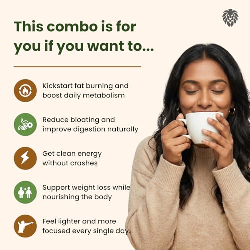 Image of HEALEO Weight Management & Daily Wellness Combo | Fat Burner Coffee with MCT, L-Carnitine & Green Coffee Bean + Super Greens Powder with 40 Plant-Based Ingredients | Metabolism, Detox & Digestive Supp