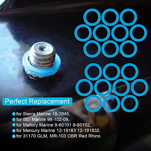 Image of Lower Unit Drain Plug Seal Gaskets for 3 /8 inch-16 Drain Fill Screws for 18-2945 Sierra Marine,98-102-09 SEI Marine,9-60101 /02 Mallory Marine,MR-103 OBR Red Rhino, Mercury Marine (24PCS)