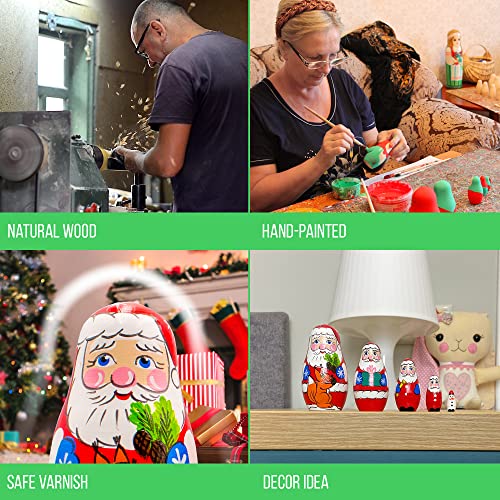 Aevvv Christmas Nesting Dolls Set Of 5 Pcs - Matryoshka Doll With Santa Claus Figurines - Santa Nesting Dolls #TOP28