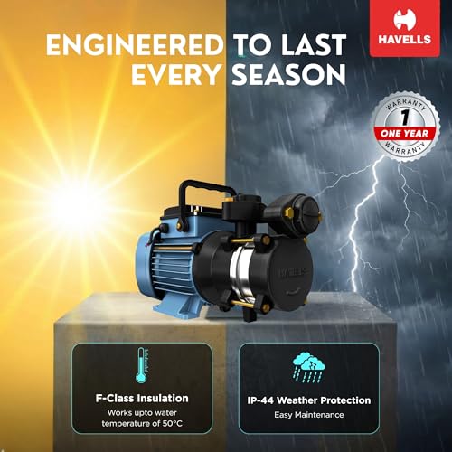 Image of Havells Monoblock Water Pump DARIYA10 (1 HP) | Copper Winding, High Flow Rate, 180-260 V Range | Overheat Protection, Durable, Rust Resistant | for Home, Apartments, Fountain | 1 Yr Warranty