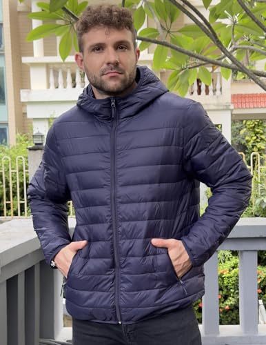 COOFANDY Mens Packable Puffer Jacket Lightweight Hooded Insulated Winter Coat Windproof Zipper Down Jacket2