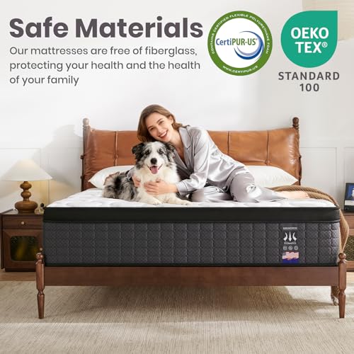 Image of Queen Mattresses 14 Inch, Soft Gel Memory Foam Mattress in a Box with Euro Top Medium Plush Feel, Supportive Independent Pocket Springs for Pressure Relief & Motion Isolation