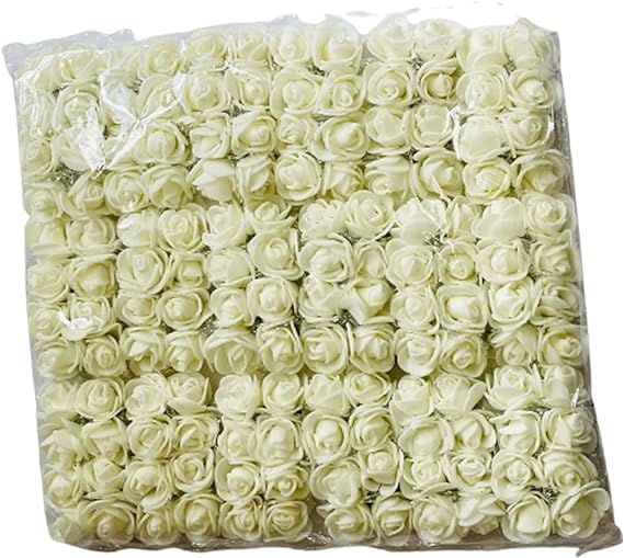 Witty Cuties Artificial Flowers Real Looking Artificial Ivory Roses Foam Flowers for Crafting Fake Foam Roses Decoration DIY Wedding Bouquets Bridal Shower Flower Decoration Pack of 3 (3 x 144pcs). — image 1