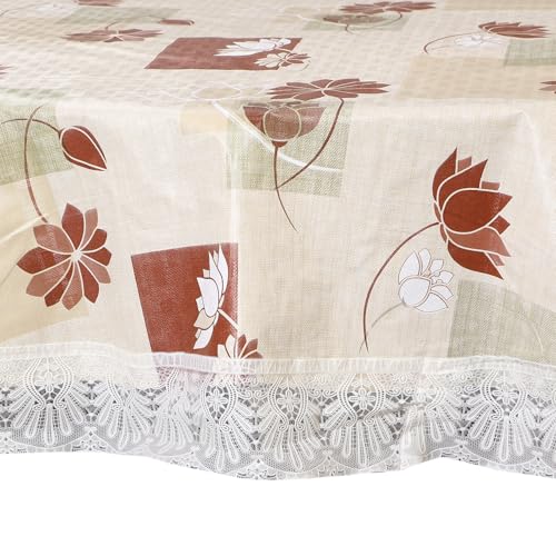 Image of Dakshya Industries PVC Waterproof Round Table Cover for 4 Seater Dining Table | 60 Inch Round Printed Table Cover | Spill Proof, Oil Resistant, Heat Resistant, Wipe Clean