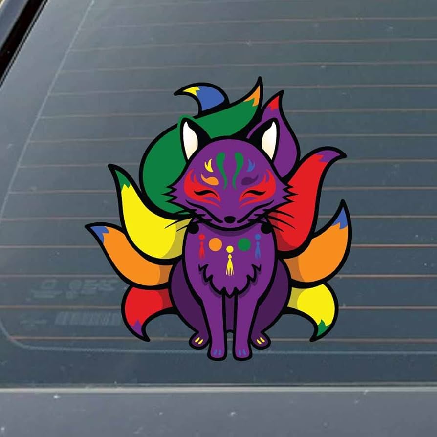 Amazon.com: Dark Spark Decals Rainbow Kitsune Fox, Hidden
