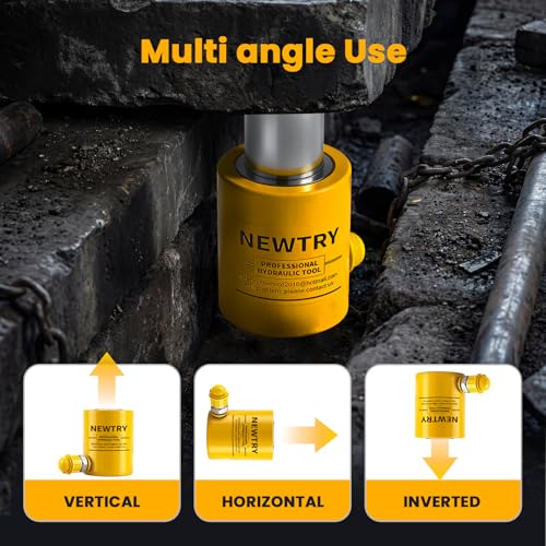 Image of NEWTRY 20 ton Hydraulic Ram Cylinder Jack 2'' /50mm Stroke Porta Power Ram Industrial Lifting Jack Retract Automatically