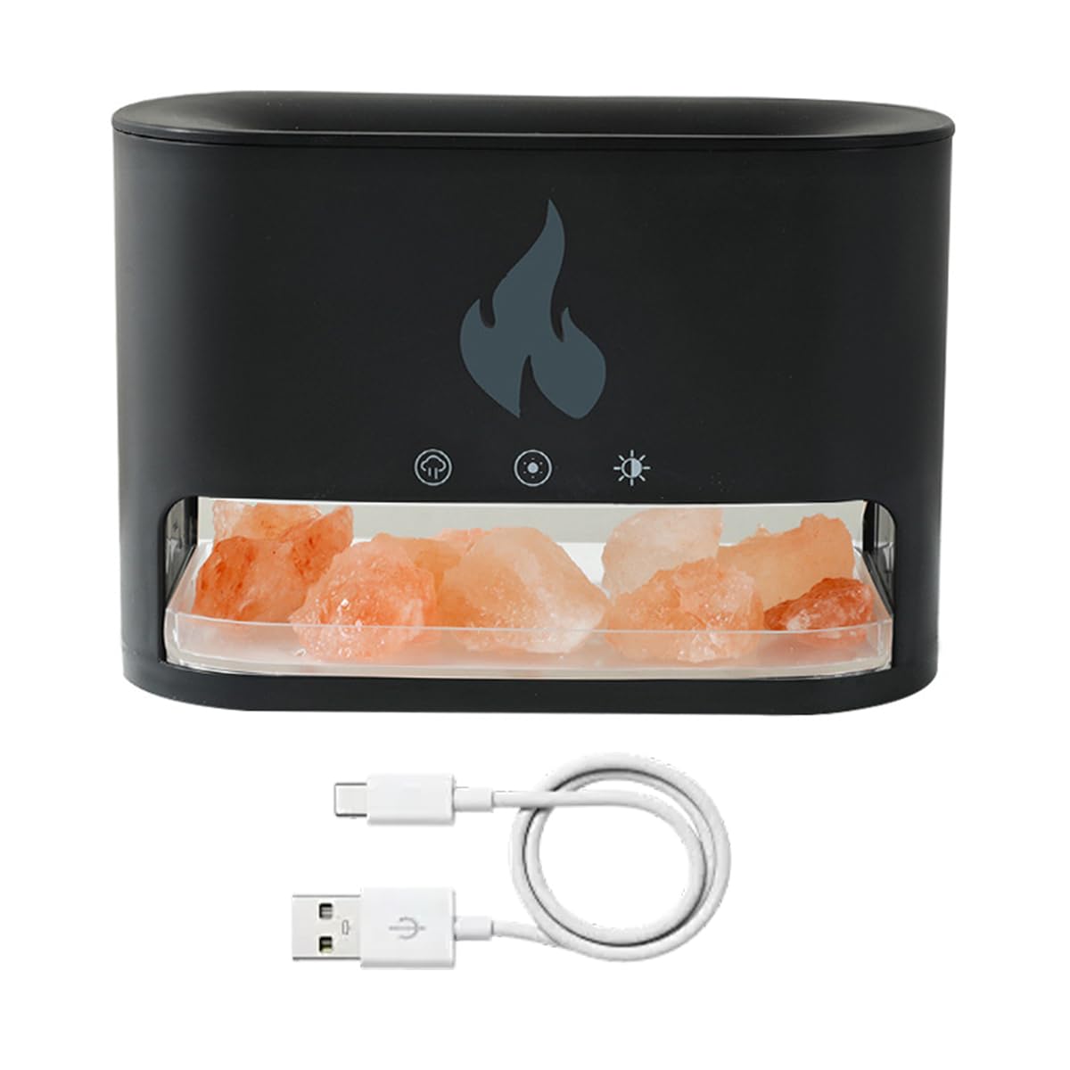 Diffusore di aromi a forma di vulcano, umidificatore a fiamma a 7 colori e diffusore di oli essenziali, luce notturna per un'atmosfera accogliente, lampada da camino in pietra di sale