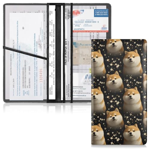 Car Registration and Insurance Holders Dogs Cute Print, PU Leather for License Documents Cards