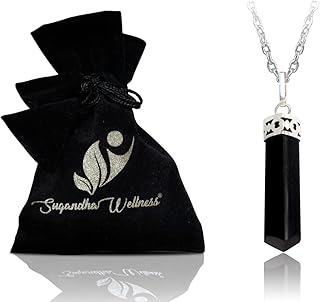 Natural Black Tourmaline Crystal Healing Necklace - Activates Root Chakra | Forms Shield Against Negative Energies. Guards...