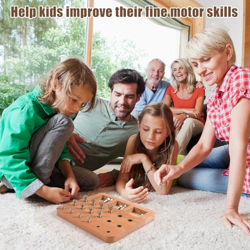 Wooden Peg board for Occupational Therapy with 3 Sizes of Pegs and Holes, Wood Pegboard for Finger Dexterity, Hands Therapy Peg Board to Improve Finger Motor Skills and Hand-Eye Coordination, 18 Holes - Image 3