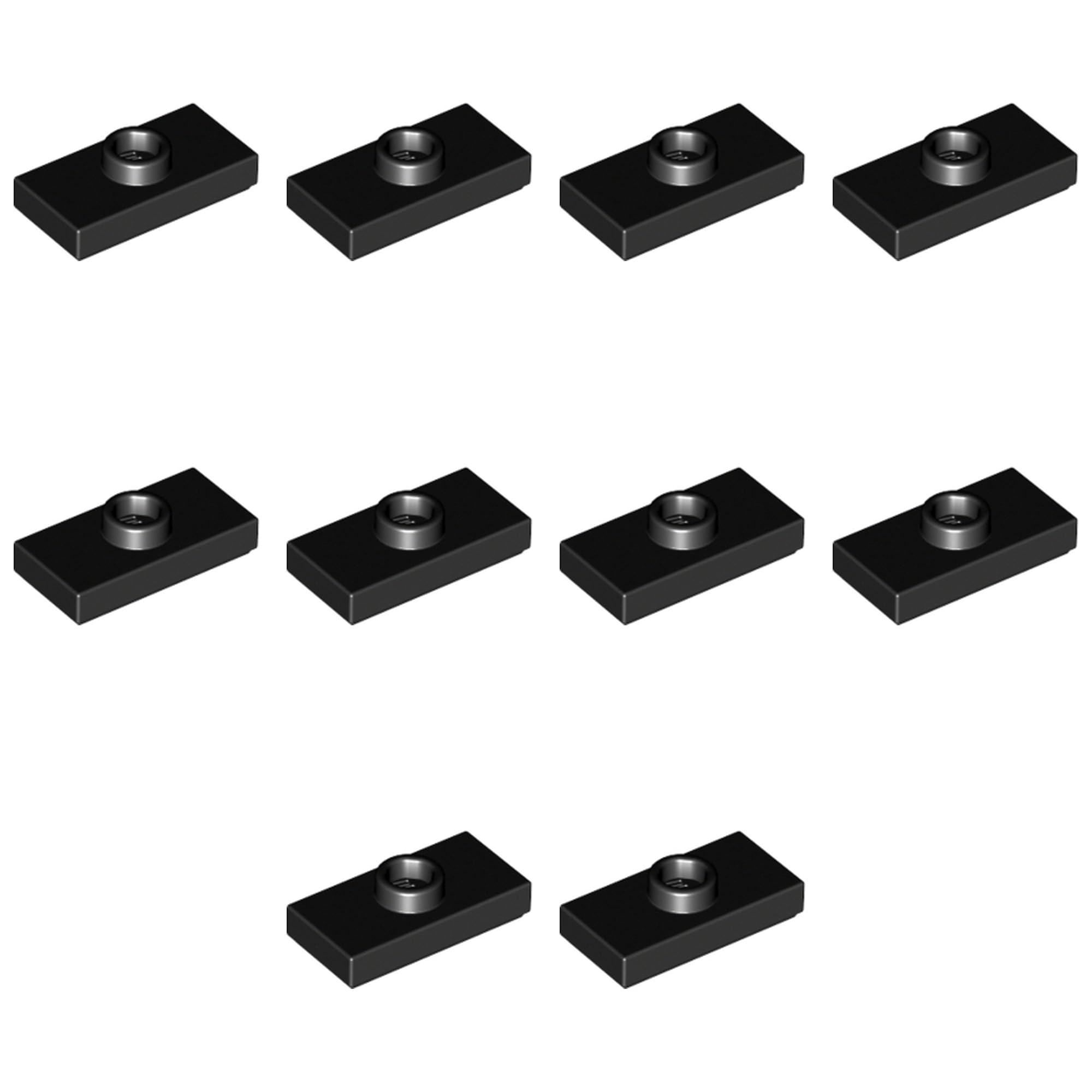 LEGO Modified 1 x 2 with 1 Stud with Groove and Bottom Stud Holder (Jumper), Part 15573 (Black, 10, Bricks) โ image 1