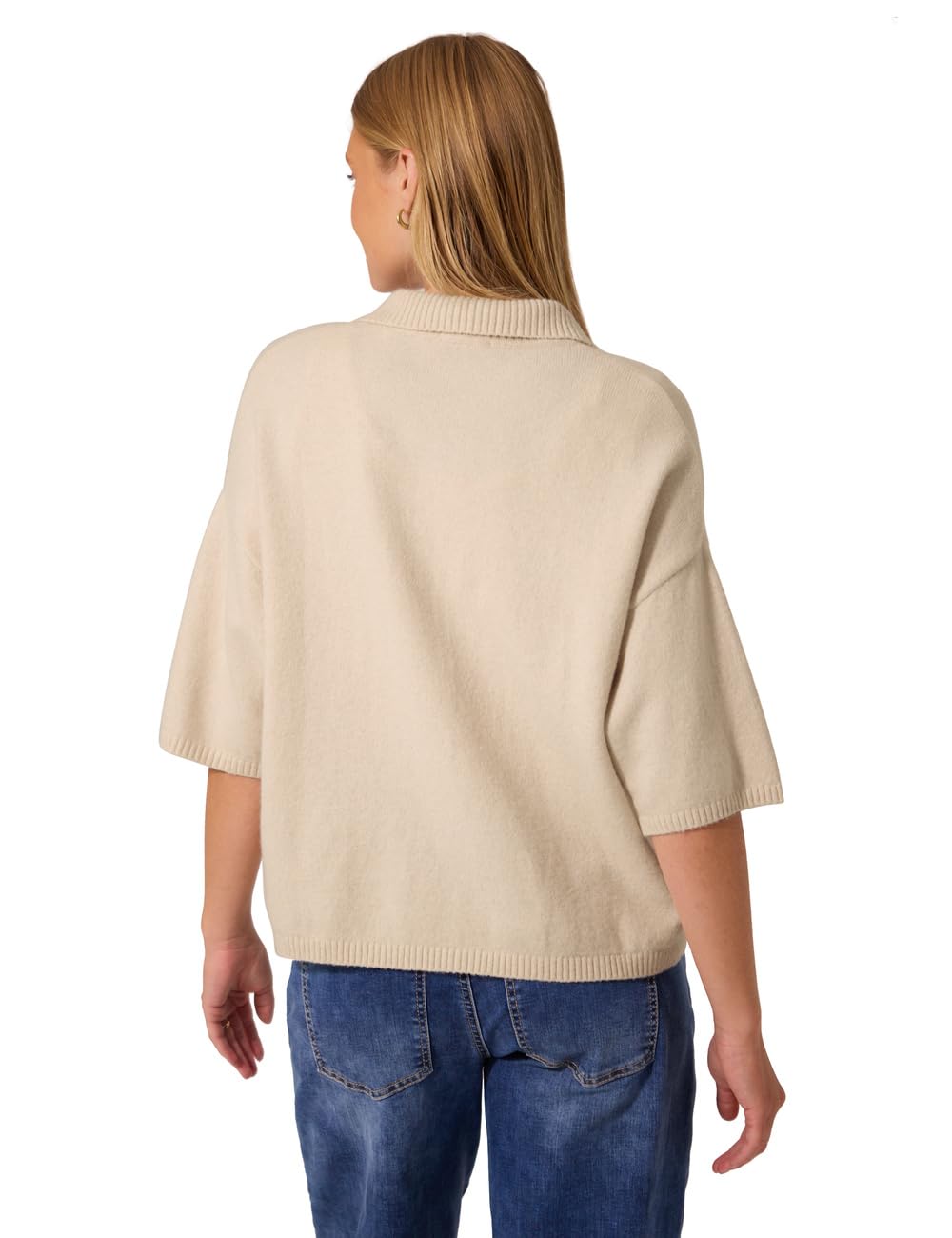 Street One Studio Damen Kurzarm Cardigan mit Polokragen