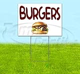 Burgers (18' X 24') Yard Sign, Quantity Discounts, Multi-Packs, Includes Metal Step Stake, Bandit Sign