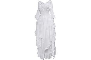 Classic White Long Sleeve Flowy Renaissance Dress