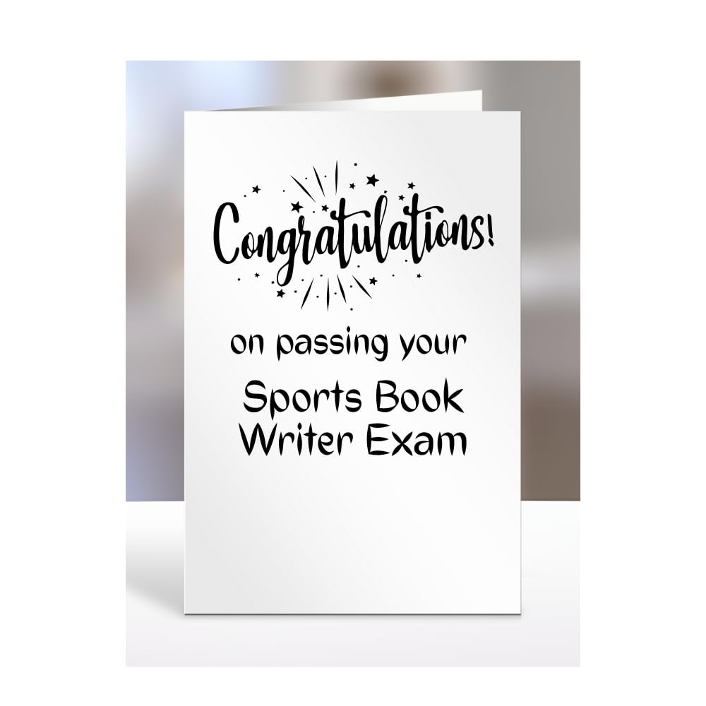 Congratulations on passing your Sports Book Writer exam card, gifts for men, women, friend, colleague, boss, manager, presents for christmas, A5-244c_188