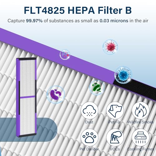 Image of 2 Pack FLT4850PT HEPA Pet Replacement Filter B, Compatible for Germ Guardian Air Puri-fier AC4825 AC4300 AC4800 AC4900 AC4850PT, AC4825E
