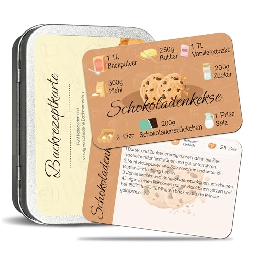 BIROYAL 40er Backkarten - Gadgets zum Keksbacken für Bäcker, Brot Backen Zubehör: Kleine Rezeptkarten statt Backbuch - Backzubehör als Backen Geschenkideen oder Starter Brotbackset - Backutensilien