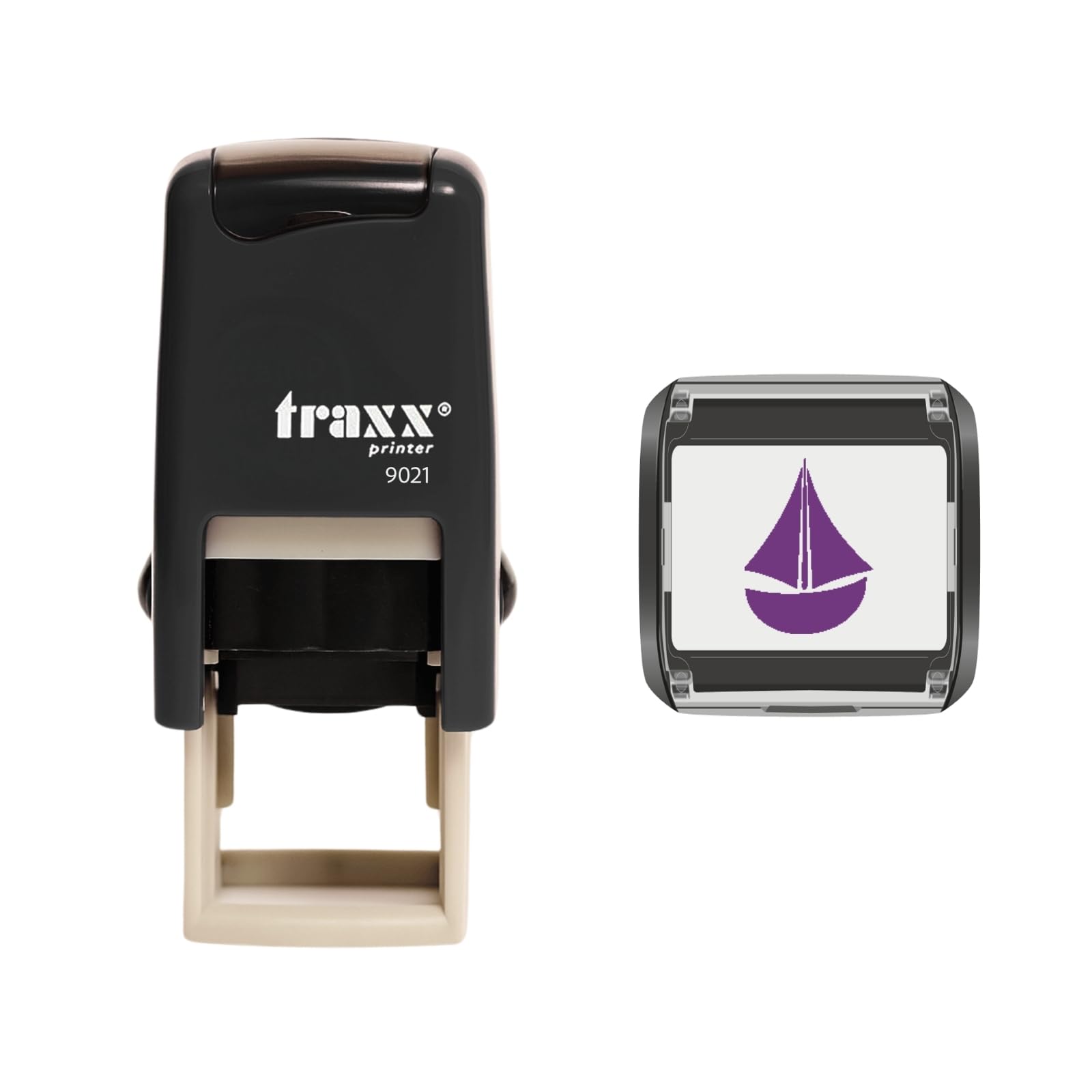 Traxx 9021 Loyalty Card Self Inking Rubber Stamp Business Marina Boating Yacht Boat Hire *A Violet Boat Design*
