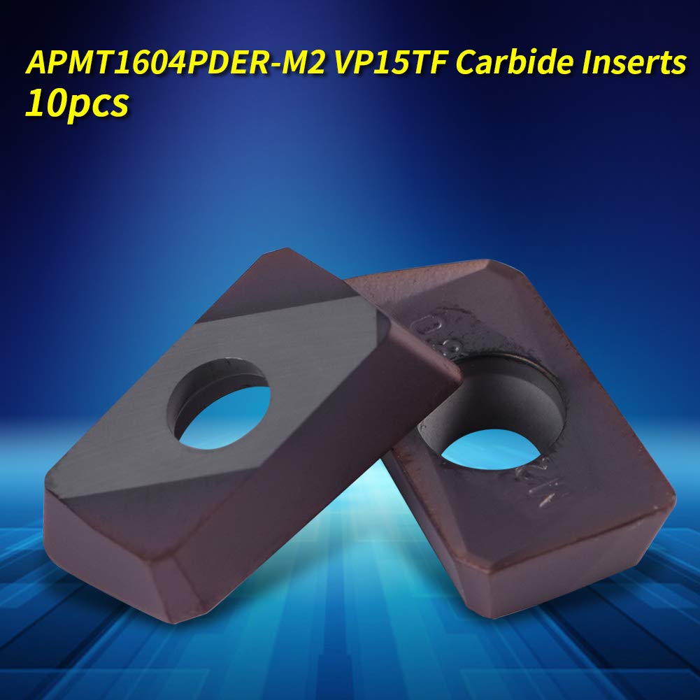 Hoja de insertos de carburo, 10 piezas APMT1604 M2 VP15TF Puntas de carburo CNC Insertos de hoja Cortador Torno Herramienta de torneado con caja Púrpura para procesamiento de acero inoxidable