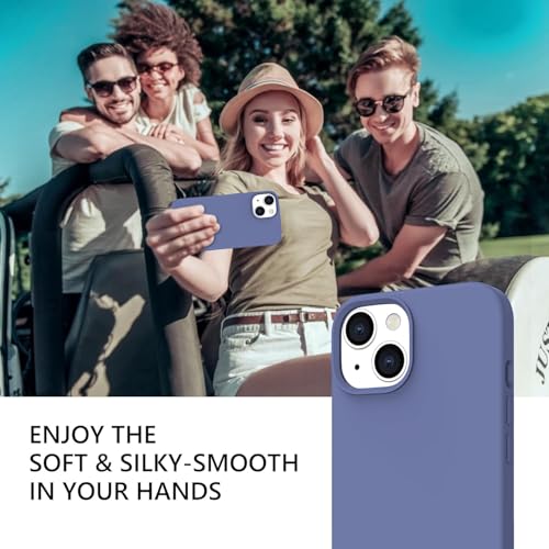 Image of DIZORO Compatible with iPhone 13 Case, Liquid Silicone Case, Full Body Protective Cover, Shockproof, Slim Phone Case, Anti-Scratch Soft Microfiber Lining, 6.1 inch - Lavender Grey