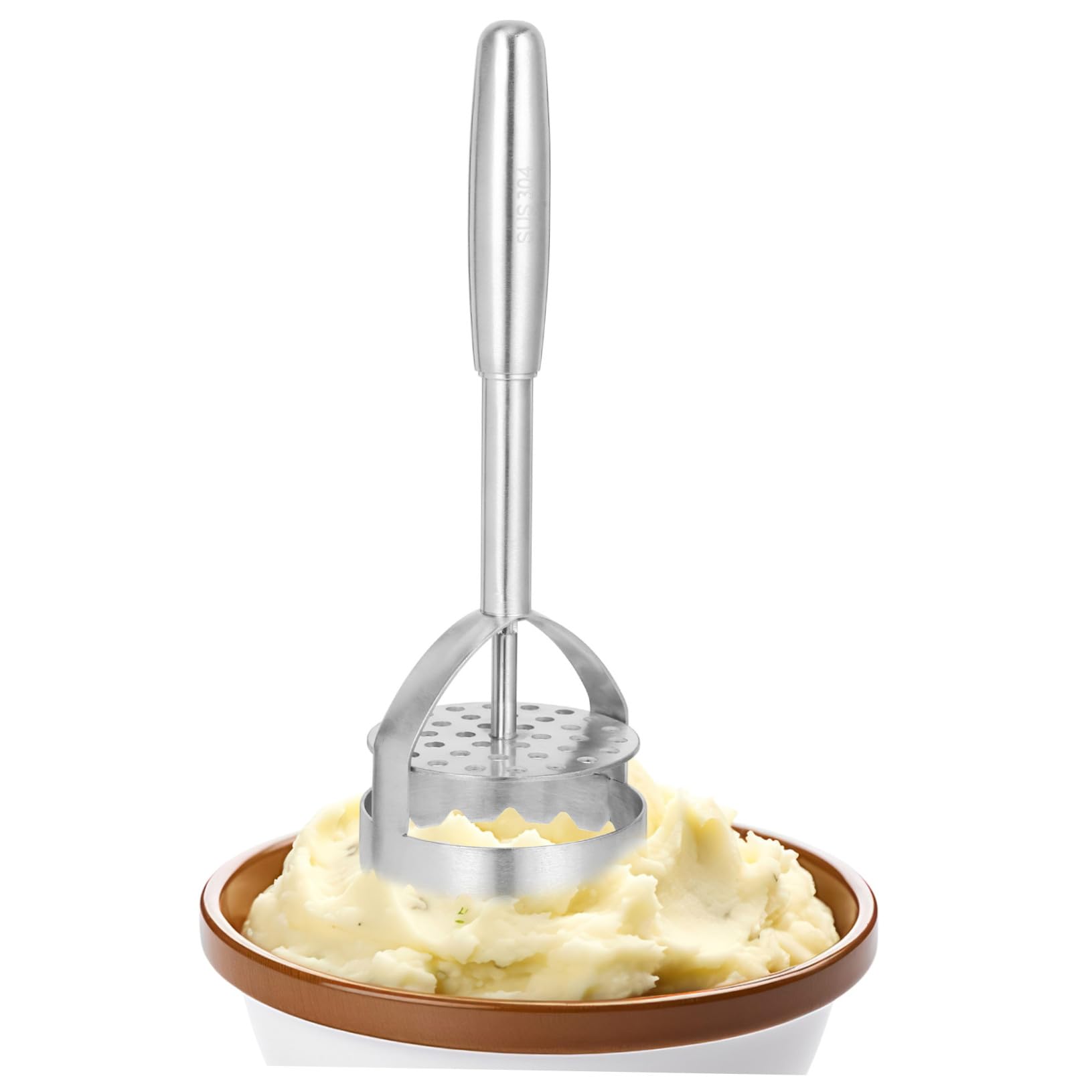 Edelstahl Kartoffelstampfer mit Ergonomischem Griff Multifunktionaler Gemüse Obststampfer Wiederverwendbarer Küchenhelfer für Feines Püree Spülmaschinenfest und Leicht zu Reinigen