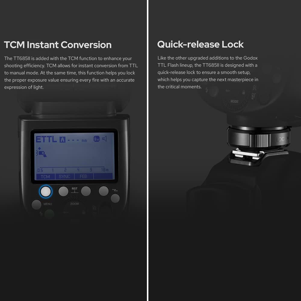 Godox Thinklite TT685IIS TTL On-Camera Speedlight 2.4G Wirelss X System Flash GN60 High Speed 1/8000s di ricambio per fotocamere Sony A77II A7RII A7R A58 ILCE6000L